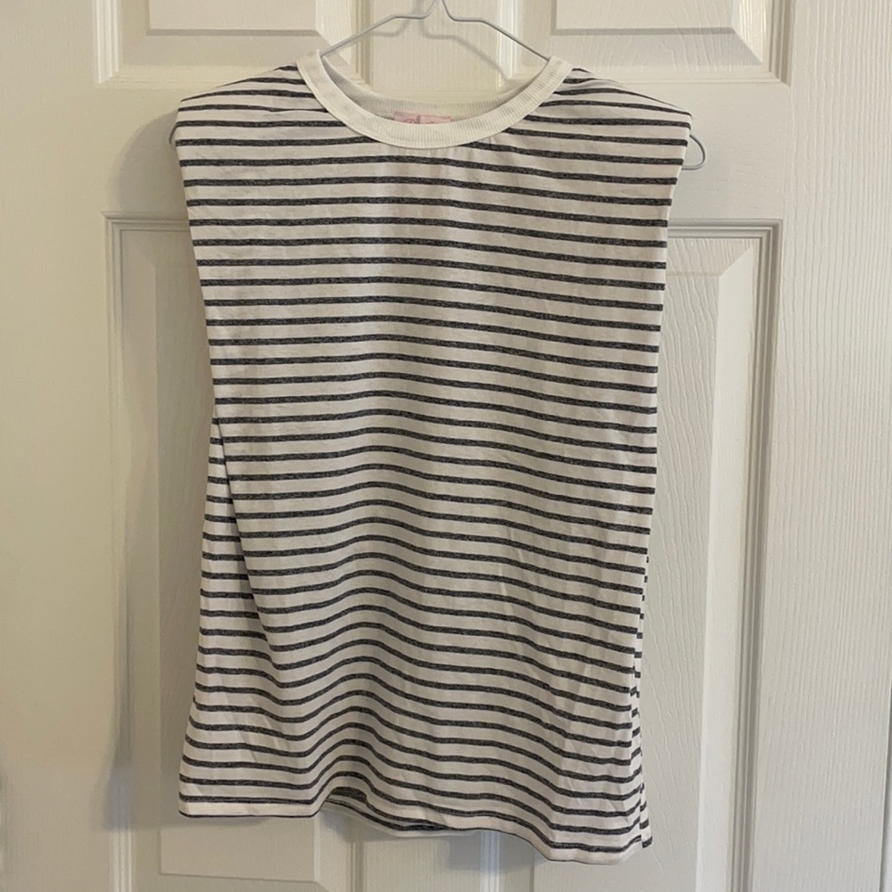 Pink Lily Endless Admiration Navy Stripe Muscle Tank